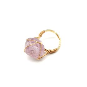 Personality Hand Wrapped Rough Stone Agate Ring (Option: Violet-adjustable)
