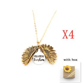 Sunflower Double Lettering Necklace (Option: Gold with box 4PCS)