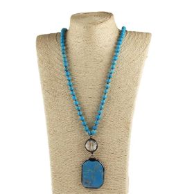 Vintage Ethnic Style Jewelry 8mm Mixed Natural Stone Women's Necklace (Option: Sky Blue)