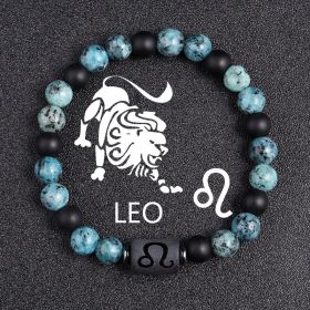 Twelve Constellations Bracelets 8mm Obsidian String Beads Natural Stone (Option: Leo)