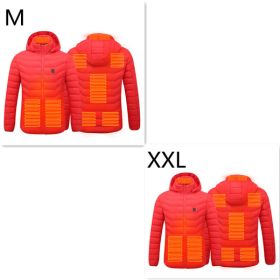 New Heated Jacket Coat USB Electric Jacket Cotton Coat Heater Thermal Clothing Heating Vest Men's Clothes Winter (Option: Red Zone8 2PC-Set7)