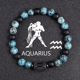Twelve Constellations Bracelets 8mm Obsidian String Beads Natural Stone (Option: Aquarius)