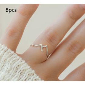 Mountain-shaped Copper Creative Custom Ladies Ring (Option: Silver-8PCS)