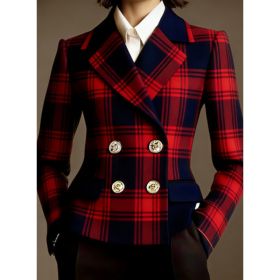 Women's Double-breasted Elegant Suit Jacket (Option: Red-4XL)