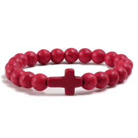 Blue Turquoise Cross Bracelet (Option: Red-21cm)