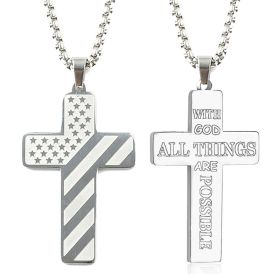 Cross Flag Necklace Hip Hop Titanium Steel (Option: Style 3 Steel)