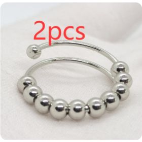 Accessories Amazon Ins Geometric Beaded Bracelet (Option: Silver-Stainless steel A style-2PCS)