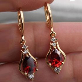 Purple Zircon All-match Drop-shaped Temperament Earrings (Option: Red)