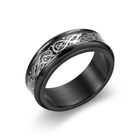 Personality Ring Titanium Steel Hip Hop Simplicity (Option: Dragon pattern-US No.06)