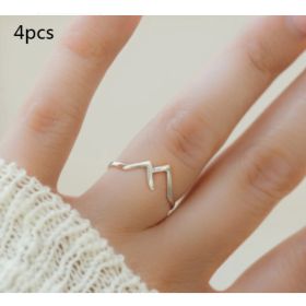 Mountain-shaped Copper Creative Custom Ladies Ring (Option: Silver-4PCS)
