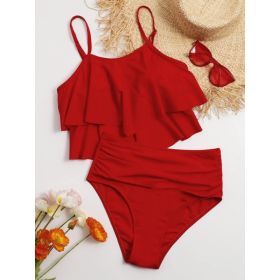 Women's Two-piece Casual Swimsuit P279-02 (Option: Red-L)