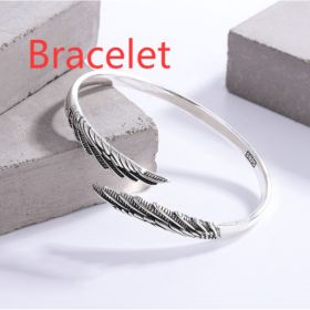 Love Couple Plain Silver Ring Angel Wings (Option: Vintage Silver Z4165)