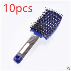 Hairbrush Anti Klit Brushy Haarborstel Women Detangler Hair Brush Bristle Nylon Scalp Massage  Teaser Hair Brush Comb (Option: Blue-Brush-10pcs)