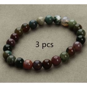 Aventurine Blue Sandstone Beads Round Bead Bracelet Bracelet (Option: India agate 3 pcs)