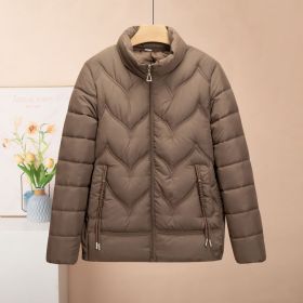 Cotton Coat, Light Down Cotton, Fashionable Short Style New Winter Thin Cotton Jacket (Option: Dark Brown-2XL)