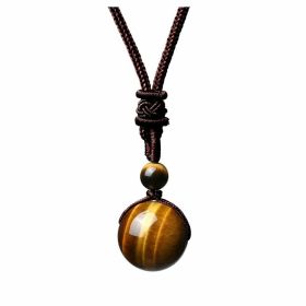 Fashion 16mm Natural Obsidian Pendant Amethyst Necklace For Men And Women (Option: Brown-1PC)