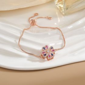 Simple Rotatable Flower Color-preserving Pure Copper Gold-plated Bracelet (Option: Rotating Bracelet 26)