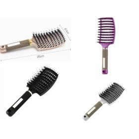 Hairbrush Anti Klit Brushy Haarborstel Women Detangler Hair Brush Bristle Nylon Scalp Massage  Teaser Hair Brush Comb (Option: Set-Brush-4pc)