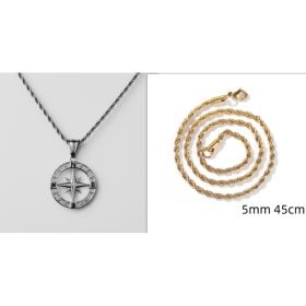 Stainless Steel Compass Circular Necklace (Option: Silver hollow with gold)