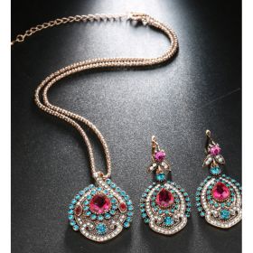 Bohemian style jewelry set (Option: Blue-Necklaces and earrings-One size)