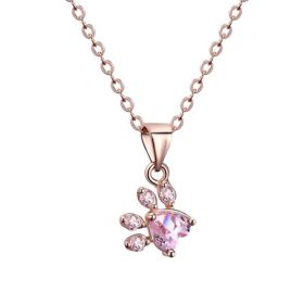 New Cat Bear Dog Paw Ring for Women Jewelry Sets (Option: Rose Gold Necklace)