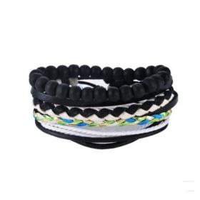 Leather Bracelet Men Multilayer Bead Bracelet Punk Wrap Bracelets for Women Vintage punk Men Jewelry (Option: 6)