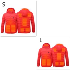 New Heated Jacket Coat USB Electric Jacket Cotton Coat Heater Thermal Clothing Heating Vest Men's Clothes Winter (Option: Red Zone8 2PC-Set2)