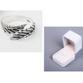 Love Couple Plain Silver Ring Angel Wings (Option: 925sliver set)