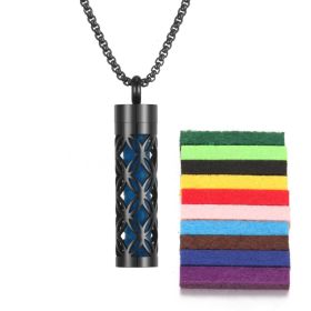Aromatherapy Pendant Perfume Bottle Essential Oil Titanium Steel (Option: 6Black  10 cotton pads)