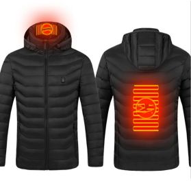 Winter Heated Jacket USB Electric Cotton Coat Zip-up Heater Thermal Clothing Heating Vest For Men (Option: Black Zone2-2XL)