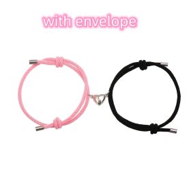 Simple Nylon Love Magnetic Bracelet (Option: Black pink with envelope)