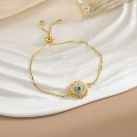 Simple Rotatable Flower Color-preserving Pure Copper Gold-plated Bracelet (Option: Rotating Bracelet 7)