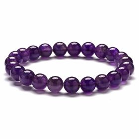Tiger Eye Stone Bracelet Natural Stone Bracelet (Option: Amethyst-8mm)