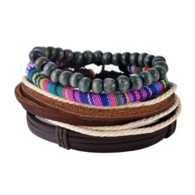 Leather Bracelet Men Multilayer Bead Bracelet Punk Wrap Bracelets for Women Vintage punk Men Jewelry (Option: 14)