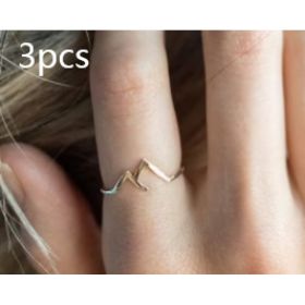 Mountain-shaped Copper Creative Custom Ladies Ring (Option: Gold-3pcs)