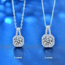 Moissanite S925 Sterling Silver Necklace For Women All-match Niche High Sense (Option: White Gold Color 1 Karat-925 Silver)