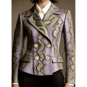 Women's Double-breasted Elegant Suit Jacket (Option: Purple-4XL)