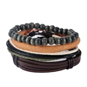 Leather Bracelet Men Multilayer Bead Bracelet Punk Wrap Bracelets for Women Vintage punk Men Jewelry (Option: 16)