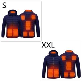 New Heated Jacket Coat USB Electric Jacket Cotton Coat Heater Thermal Clothing Heating Vest Men's Clothes Winter (Option: Blue Zone8 2PC-Set4)