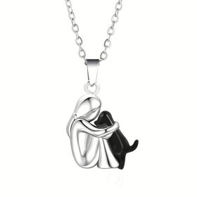 Versatile Simple Women's Zinc Alloy Necklace (Option: Silver and black)