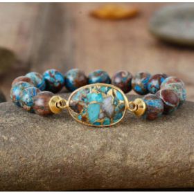 Handmade Creative Woven Bracelet Love Stone Winding Bracelet (Option: Large pendant stone bracelet)