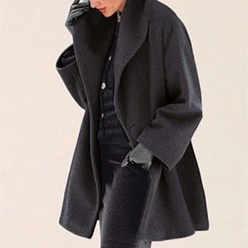 Women's Trendy Clothes Multi-color Round Neck Loose Sweater Woolen Coat Solid Casual Coat For Autumn And Winter (Option: Black-S)
