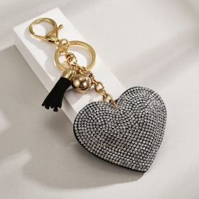 Heart-shaped Rhinestone Leather Keychain With Tassels (Option: 05)