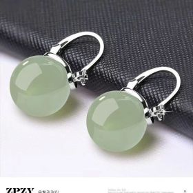 New Chinese Artificial Hetian Jade Ear Clip Advanced Simple (Option: White Gold Color)