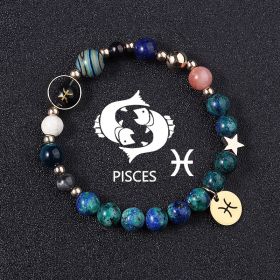 Twelve Constellations Bracelets Natural Stone Phoenix Lapis Lazuli Eight Planets (Option: Pisces)
