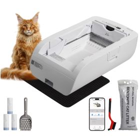 Smart Cat Litter Box Cat Litter Box Wide Opening (Option: Cream White)