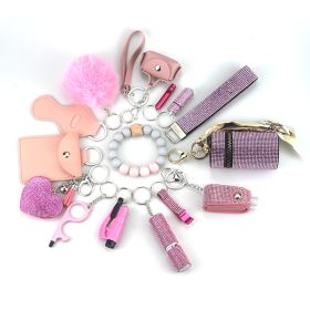 Diving Fabric Self-defense Alarm Keychain (Option: pink)