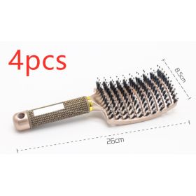 Hairbrush Anti Klit Brushy Haarborstel Women Detangler Hair Brush Bristle Nylon Scalp Massage  Teaser Hair Brush Comb (Option: Gold-Brush-4pcs)