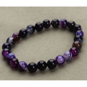 Aventurine Blue Sandstone Beads Round Bead Bracelet Bracelet (Option: Purple striped agate)