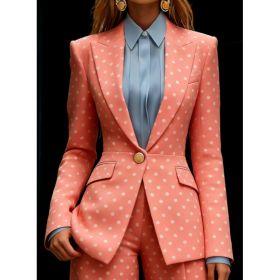 Houndstooth Lapel Slim Fit Suit Jacket For Women, Long Sleeve (Option: Pink-S)